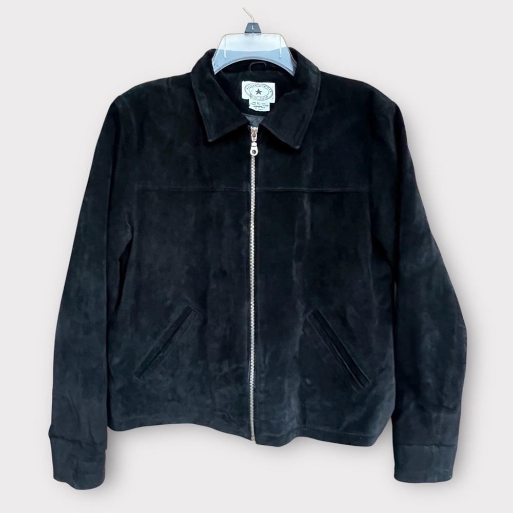 Arlene Bowman black suede boxy zip jacket